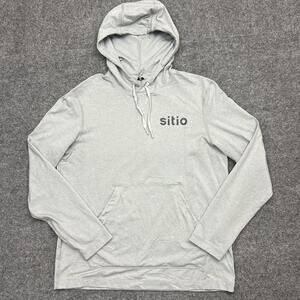 Lululemon Hoodie Mens Medium Gray Sitio Logo Pullover Sweatshirt LM3EXOS_01